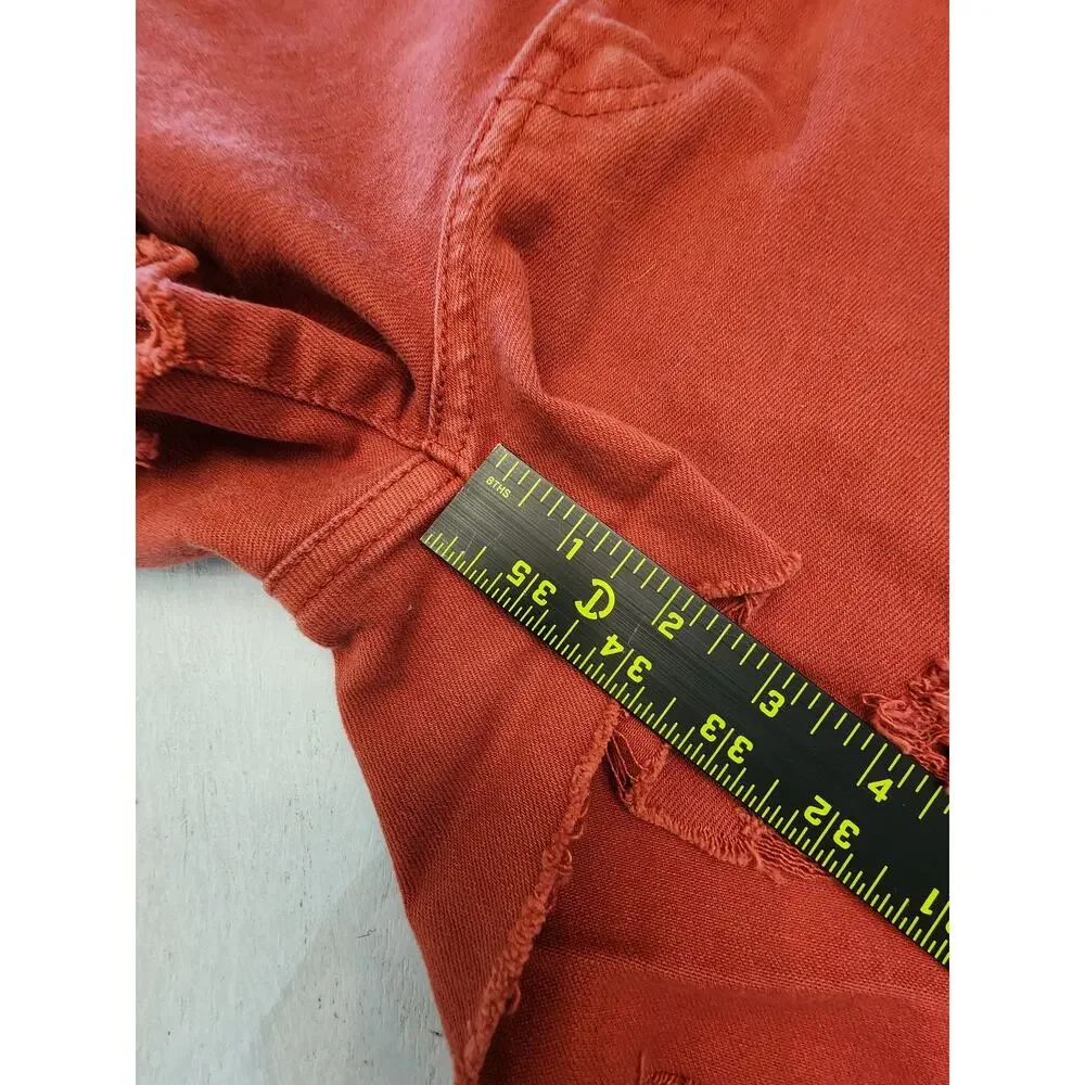 Levis Women's Cut off Denim Shorts SZ 4 Distressed Butterfly Patch Rust